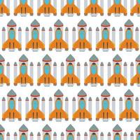 Seamless pattern with space rocket. Vector illustration.