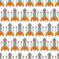 Seamless pattern with space rocket. Vector illustration.