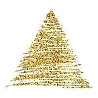 Golden paint hand drawn glittering triangle on a white background. Background with gold sparkles and glitter effect. Empty space for your text. Vector illustration