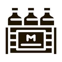 paquete de botellas de leche icono vector glifo ilustración