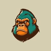 logotipo de cabeza de gorila logotipo de personaje animal plantilla de diseño de dibujos animados vectoriales de mascota vector