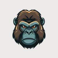 gorilla head  logo animal character logo mascot vector cartoon design template