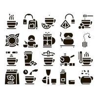 Tea Ceremony Tradition Glyph Set Vector