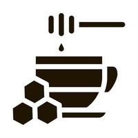 agregue miel a la taza de té icono vector glifo ilustración