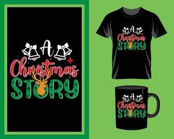 vector de diseño de camiseta y taza de cita de historia de navidad