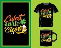 Cutest little clever St. Patrick's Day quote t-shirt and mug design vector