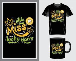 Little miss lucky charms St. Patrick's Day quote t-shirt and mug design vector