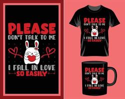 Please don't talk to me valentine's day quote t-shirt and mug design vector