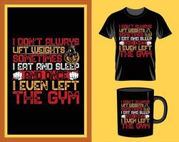 no siempre levanto peso gimnasio cita de fitness vector de diseño de camiseta y taza