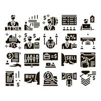 Broker Advice Business Glyph Set Vector