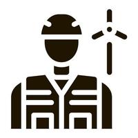 employee with protection wind energy technicians icon vector illustration