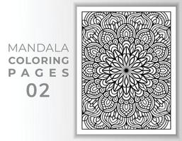 Mandala pattern art coloring page, adult mandala coloring page vector
