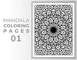 Mandala pattern art coloring page, adult mandala coloring page vector