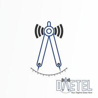 Unique Caliper and wifi Signal router image graphic icon logo design abstract concept vector stock. Can be used as a corporate identity related to internet or drawing