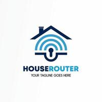 Simple and unique Roof house with wifi signal and hole key Image graphic icon logo design abstract concept vector stock. Can be used as a symbol related to tech or property