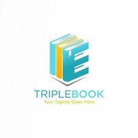 Unique letter or word E font and 3D or triple books image graphic icon logo design abstract concept vector stock. can be used as corporate identity related to reading or initial