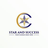 caligrafía de estrella de rayas única con dos círculos como letra c imagen de fuente icono gráfico diseño de logotipo concepto abstracto stock vectorial. se puede utilizar como un símbolo relacionado con el arte o el motivo interior vector