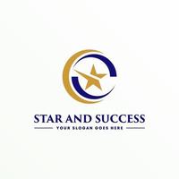 estrella de corte única con círculo como letra c imagen de fuente icono gráfico diseño de logotipo concepto abstracto vector stock. se puede utilizar como una identidad corporativa relacionada con la creatividad o el ganador