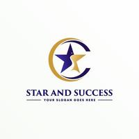 estrella única y río o camino con círculo como letra c imagen de fuente icono gráfico diseño de logotipo concepto abstracto stock vectorial. se puede utilizar como una identidad corporativa relacionada con la creatividad o el ganador vector