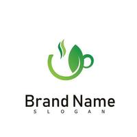 drink tea green logo design symbol vector