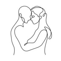 romance couple line art in one line drawing vector