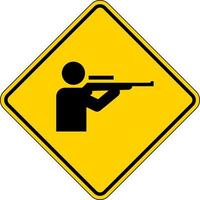 Shooting Range Diamond Caution Sign Rifle Range Symbol vector