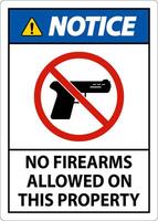 Notice Sign No Firearms Allowed On This Property vector