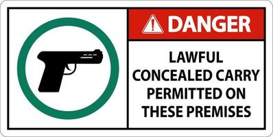 Danger Firearms Allowed Sign Lawful Concealed Carry Permitted On These Premises vector
