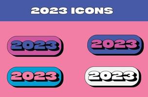 colorful and black and white 2023 icons vector