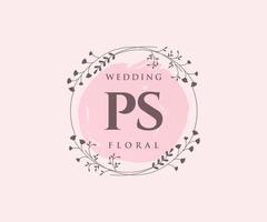 PS Initials letter Wedding monogram logos template, hand drawn modern minimalistic and floral templates for Invitation cards, Save the Date, elegant identity. vector