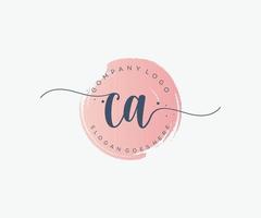 Initial CA feminine logo. Usable for Nature, Salon, Spa, Cosmetic and Beauty Logos. Flat Vector Logo Design Template Element.