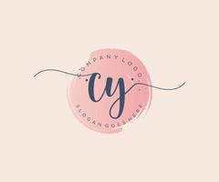 Initial CY feminine logo. Usable for Nature, Salon, Spa, Cosmetic and Beauty Logos. Flat Vector Logo Design Template Element.