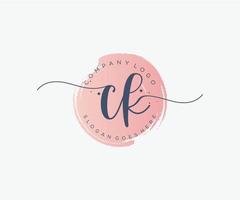 Initial CK feminine logo. Usable for Nature, Salon, Spa, Cosmetic and Beauty Logos. Flat Vector Logo Design Template Element.