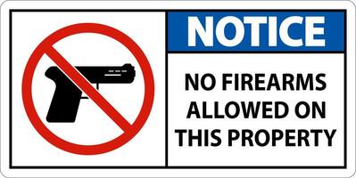 Notice Sign No Firearms Allowed On This Property vector