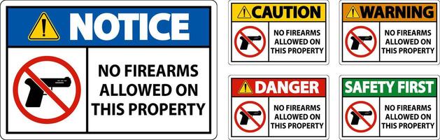 Notice Sign No Firearms Allowed On This Property vector