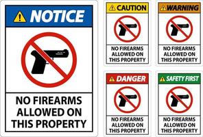 Notice Sign No Firearms Allowed On This Property vector