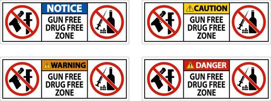 Notice Sign Gun Free Drug Free Zone vector