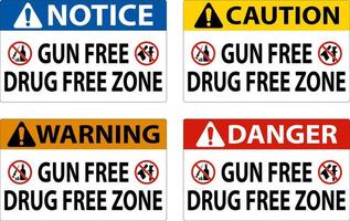 Notice Sign Gun Free Drug Free Zone vector