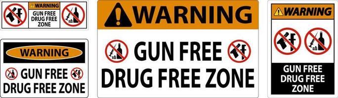 Warning Sign Gun Free Drug Free Zone vector