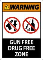 señal de advertencia zona libre de drogas libre de armas vector