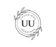 UU Initials letter Wedding monogram logos template, hand drawn modern minimalistic and floral templates for Invitation cards, Save the Date, elegant identity. vector