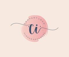 Initial CI feminine logo. Usable for Nature, Salon, Spa, Cosmetic and Beauty Logos. Flat Vector Logo Design Template Element.