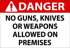 Danger Gun Rules Sign No Guns, Knives Or Weapons Allowed On Premises vector