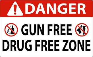 Danger Sign Gun Free Drug Free Zone vector