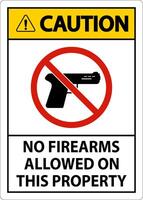 Caution Sign No Firearms Allowed On This Property vector