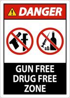 Danger Sign Gun Free Drug Free Zone vector