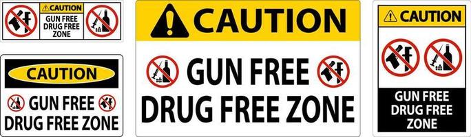 Caution Sign Gun Free Drug Free Zone vector