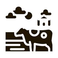 spotted cow in village icon Vector Glyph Illustration