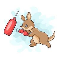 Cartoon little kangaroo is practicing boxing on a white background vector