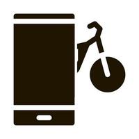 bicicleta compartir servicios teléfono opción icono vector glifo ilustración